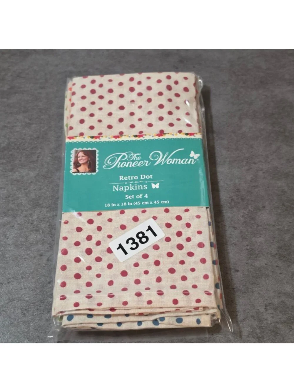 Pioneer Woman Retro Dot Napkins Set of 4 Cloth 18x18 Multicolor Polka Dot NIP